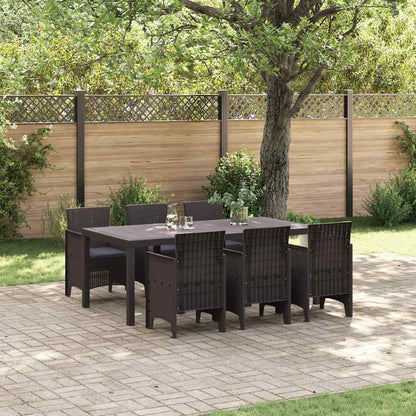 Set da Pranzo per Giardino 7 pcs Marrone Rattan Polt - homemem39