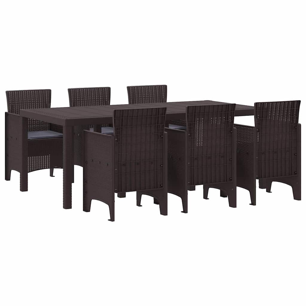 Set da Pranzo per Giardino 7 pcs Marrone Rattan Polt - homemem39