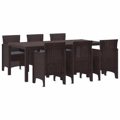 Set da Pranzo per Giardino 7 pcs Marrone Rattan Polt - homemem39