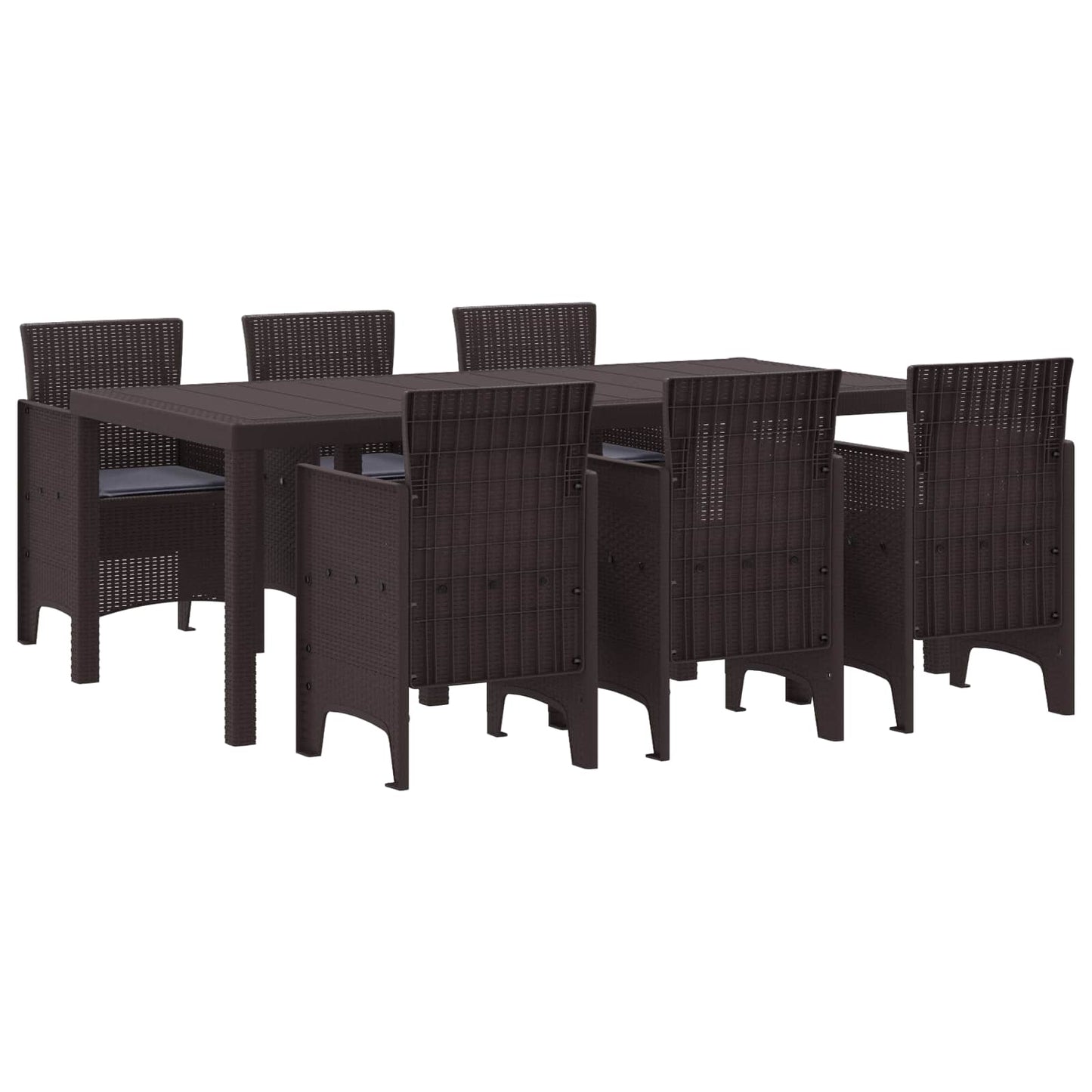 Set da Pranzo per Giardino 7 pcs Marrone Polipropilene | homemem39