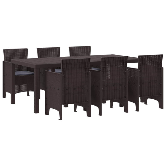 Set da Pranzo per Giardino 7 pcs Marrone Polipropilene | homemem39