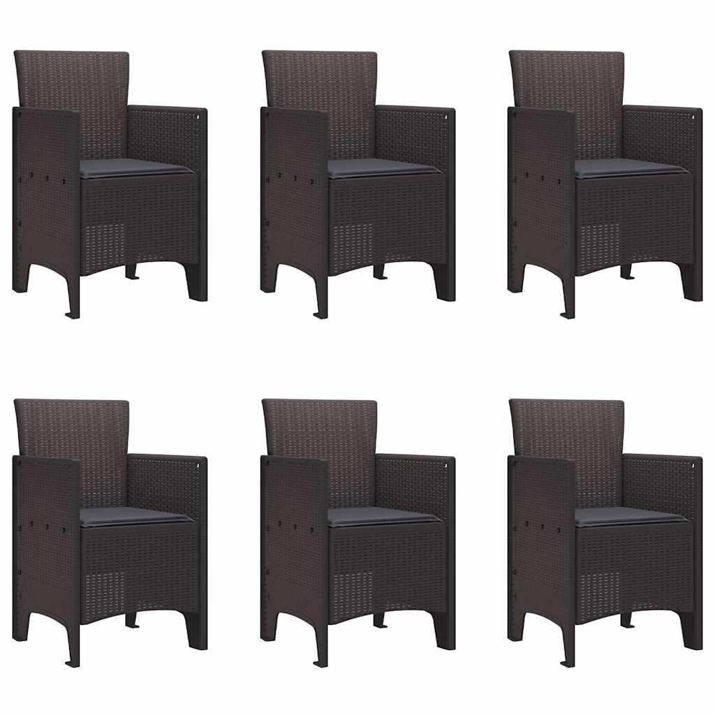 Set da Pranzo per Giardino 7 pcs Marrone Rattan Polt - homemem39