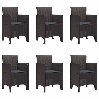 Set da Pranzo per Giardino 7 pcs Marrone Rattan Polt - homemem39