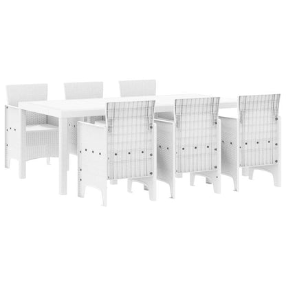 Set da Pranzo per Giardino 7 pcs Bianco Rattan Polt - homemem39