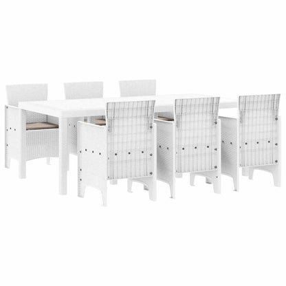 Set da Pranzo per Giardino 7 pcs Bianco Rattan Polt - homemem39