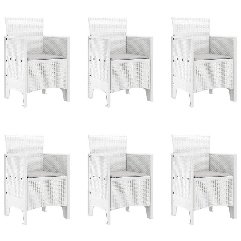 Set da Pranzo per Giardino 7 pcs Bianco Rattan Polt - homemem39