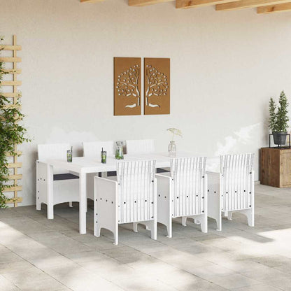 Set da Pranzo per Giardino 7 pcs Bianco Rattan Polt - homemem39