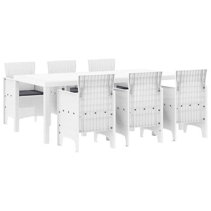 Set da Pranzo per Giardino 7 pcs Bianco Rattan Polt - homemem39