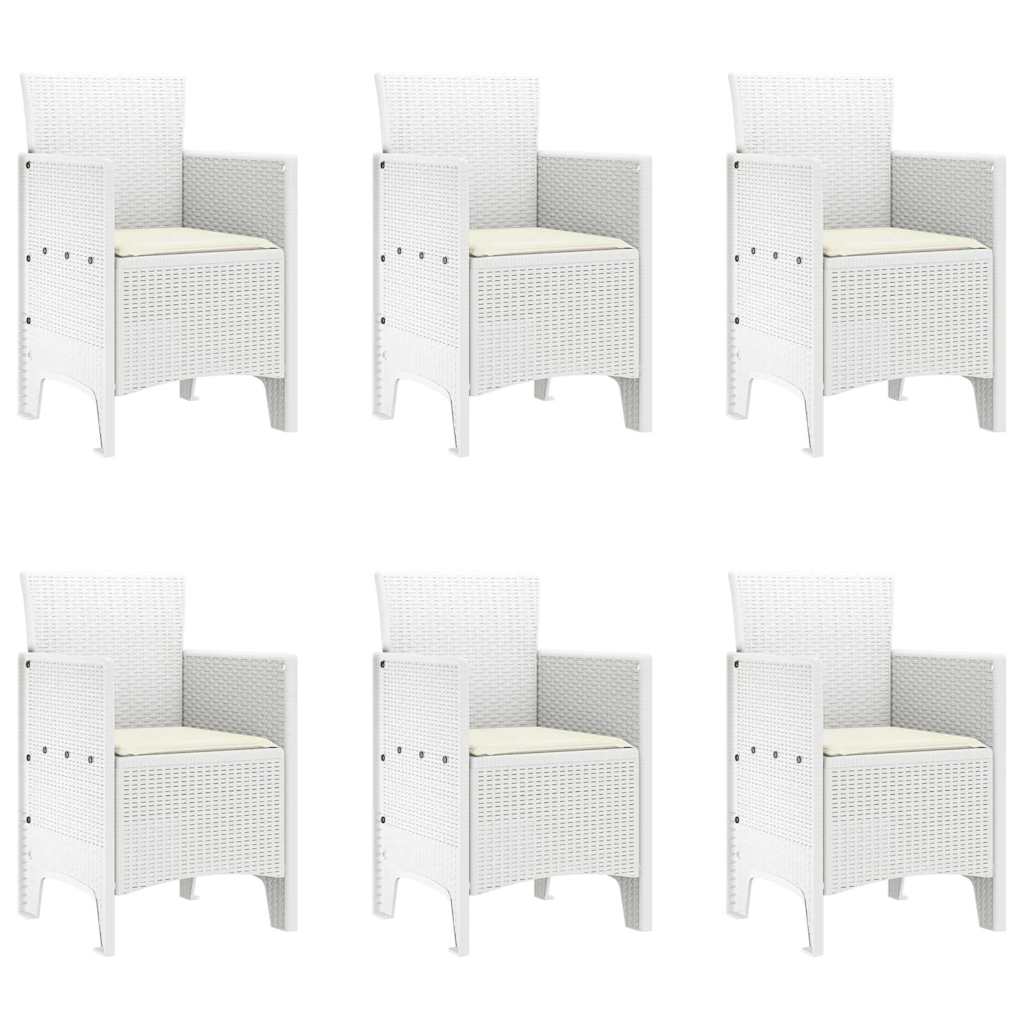 Set da Pranzo per Giardino 7 pcs Bianco Rattan Polt - homemem39