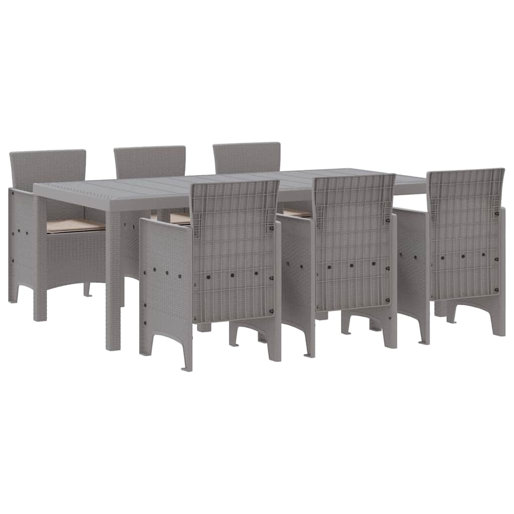 Set da Pranzo per Giardino 7 pcs Grigio chiaro Rattan Polt - homemem39