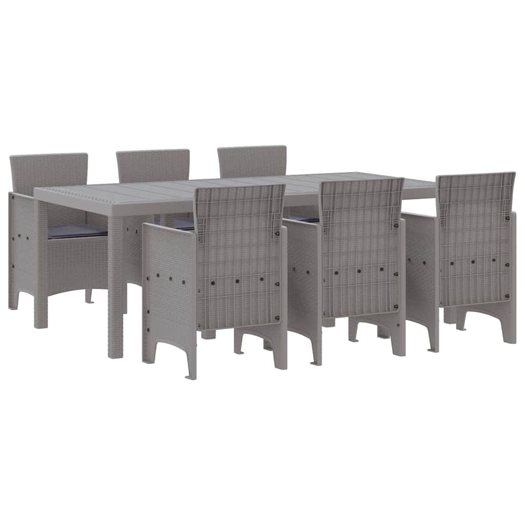 Set da Pranzo per Giardino 7 pcs Grigio chiaro Rattan Polt - homemem39