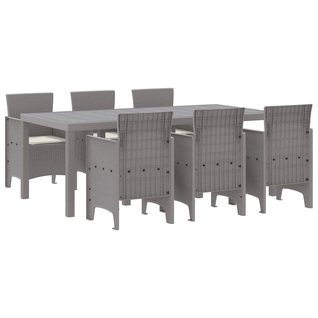 Set da Pranzo per Giardino 7 pcs Grigio chiaro Rattan Polt - homemem39