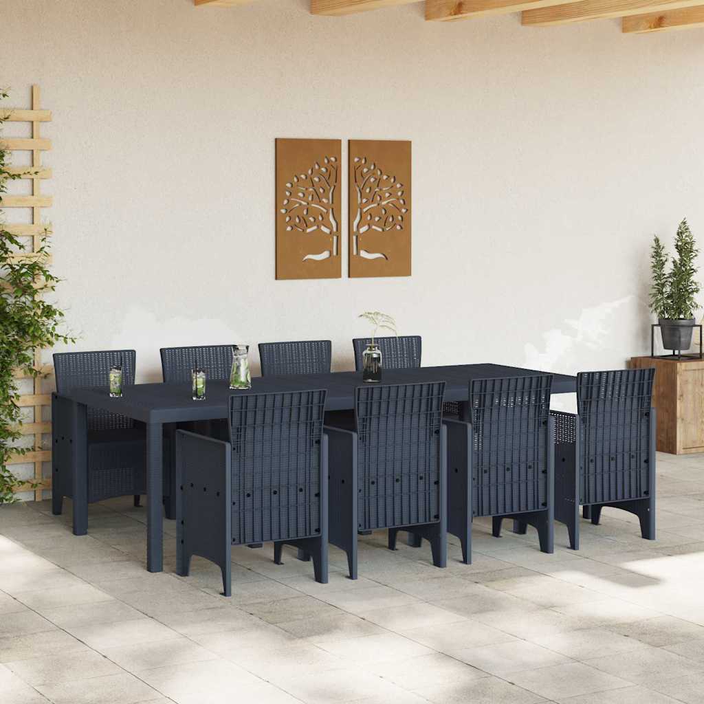 Set da Pranzo per Giardino 9 pcs Antracite Rattan Polt - homemem39