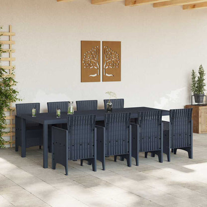 Set da Pranzo per Giardino 9 pcs Antracite Rattan Polt - homemem39