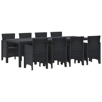 Set da Pranzo per Giardino 9 pcs Antracite Rattan Polt - homemem39