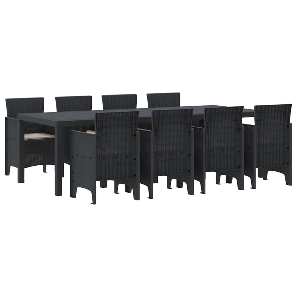 Set da Pranzo per Giardino 9 pcs Antracite Rattan Polt - homemem39