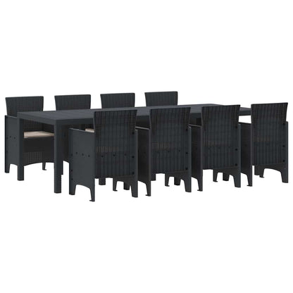 Set da Pranzo per Giardino 9 pcs Antracite Rattan Polt - homemem39