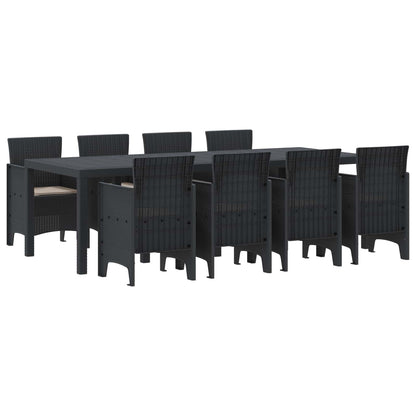 Set da Pranzo per Giardino 9 pcs Antracite Rattan Polt