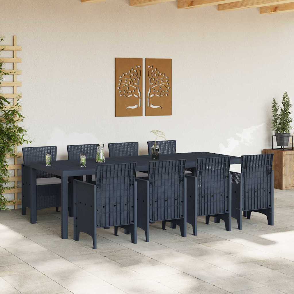 Set da Pranzo per Giardino 9 pcs Antracite Rattan Polt - homemem39
