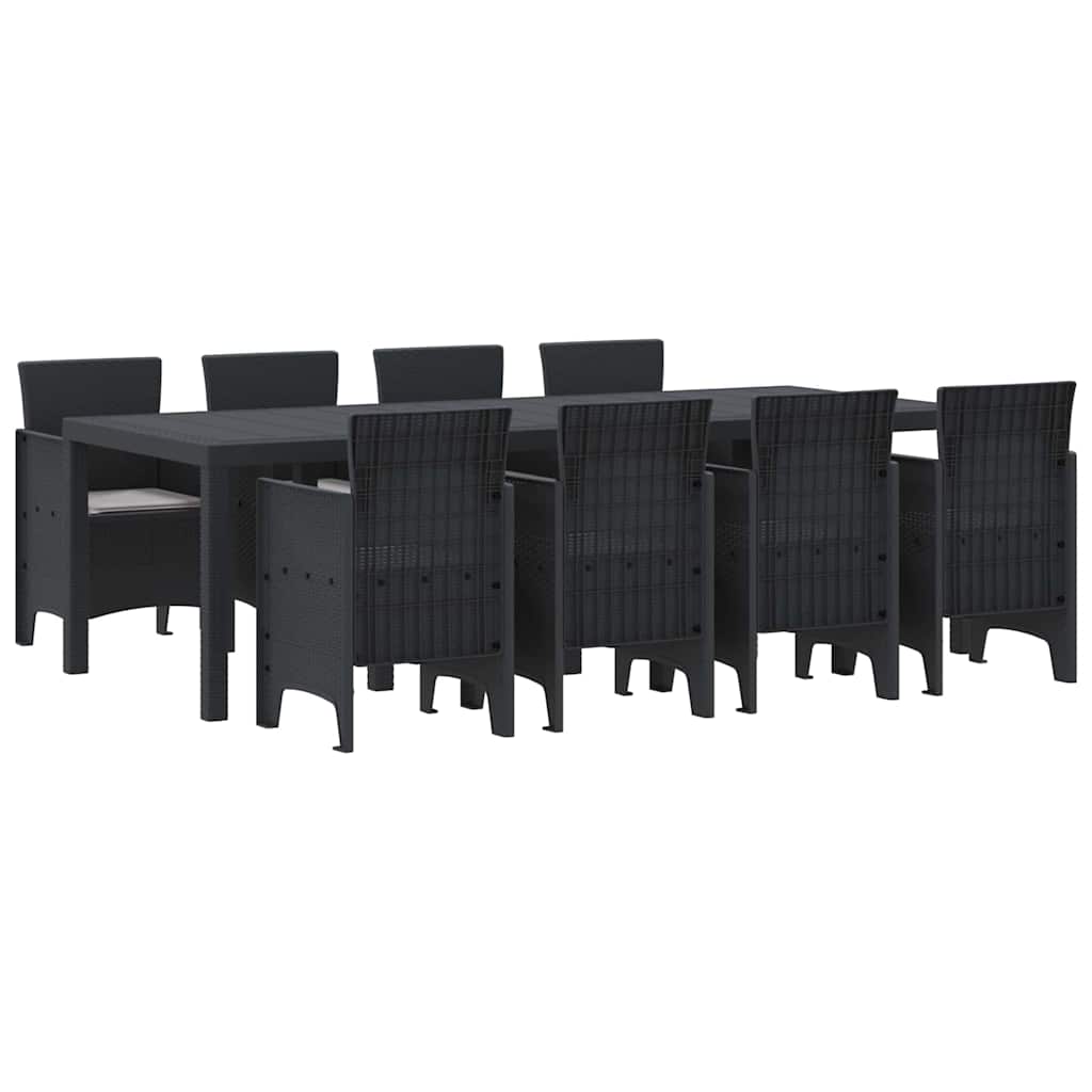 Set da Pranzo per Giardino 9 pcs Antracite Rattan Polt - homemem39