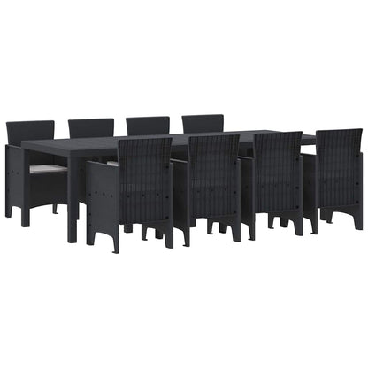 Set da Pranzo per Giardino 9 pcs Antracite Rattan Polt - homemem39