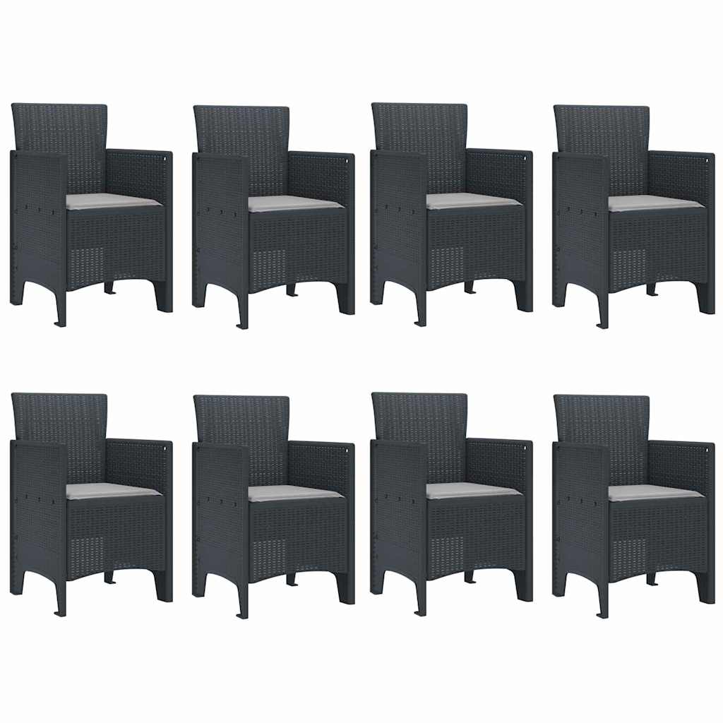 Set da Pranzo per Giardino 9 pcs Antracite Rattan Polt - homemem39