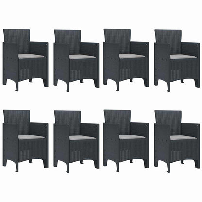 Set da Pranzo per Giardino 9 pcs Antracite Rattan Polt - homemem39