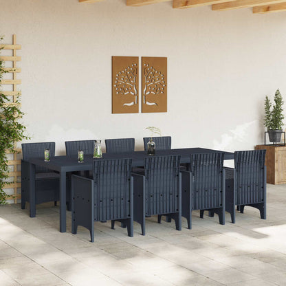 Set da Pranzo per Giardino 9 pz Antracite Polipropilene