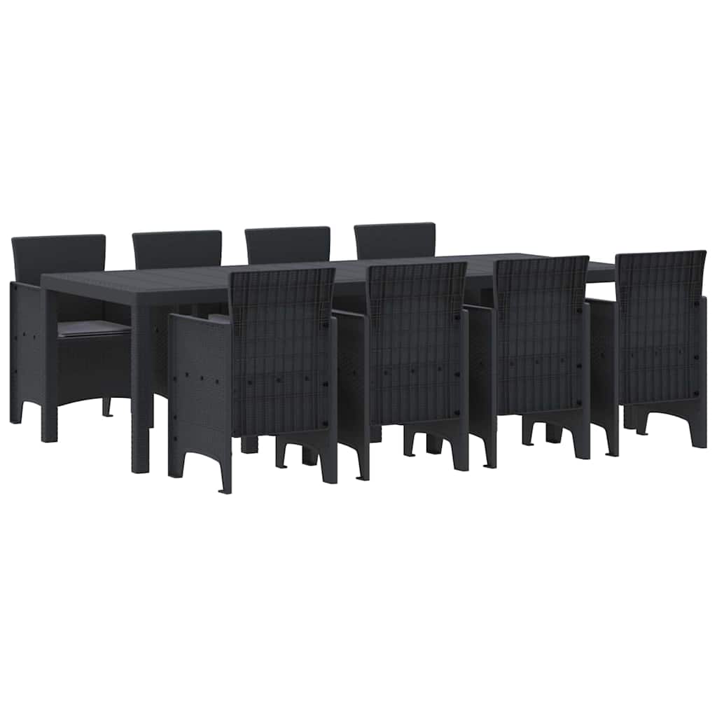Set da Pranzo per Giardino 9 pcs Antracite Rattan Polt - homemem39