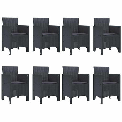 Set da Pranzo per Giardino 9 pcs Antracite Rattan Polt - homemem39