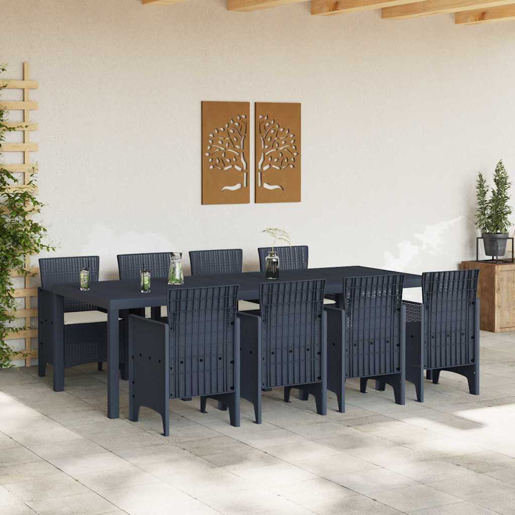 Set da Pranzo per Giardino 9 pcs Antracite Rattan Polt - homemem39