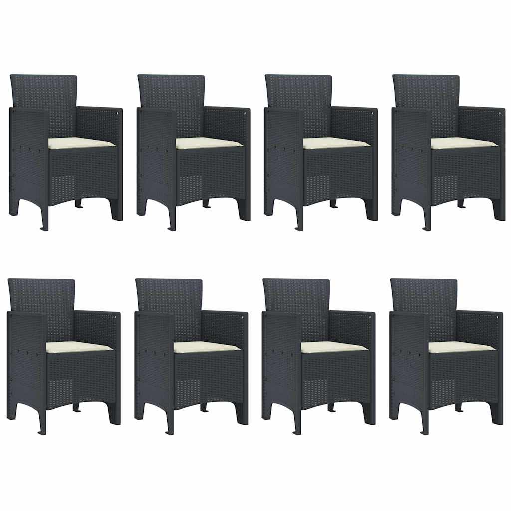 Set da Pranzo per Giardino 9 pcs Antracite Rattan Polt - homemem39