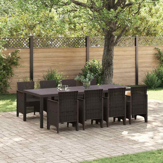 Set da Pranzo per Giardino 9 pcs Marrone Rattan Polt - homemem39