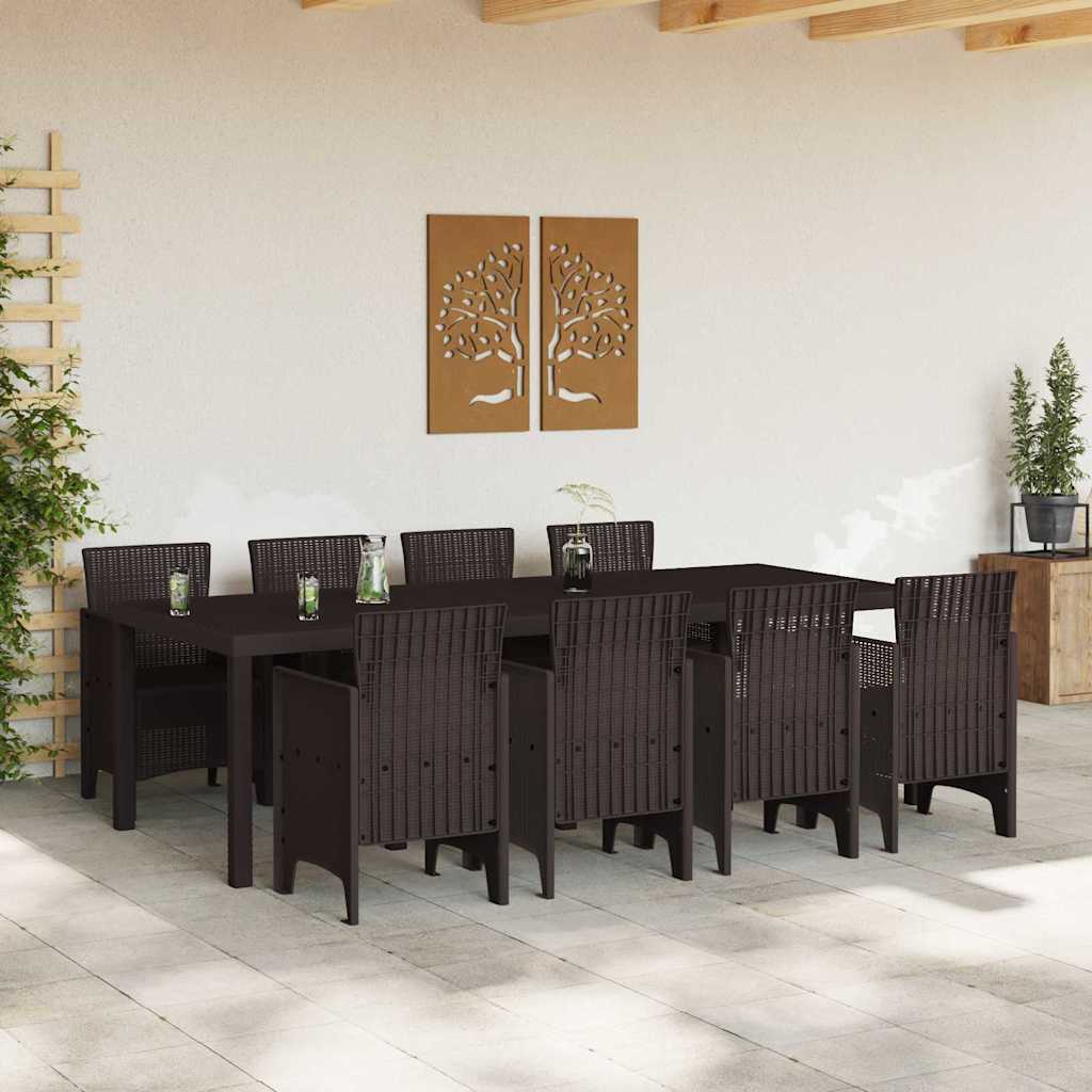 Set da Pranzo per Giardino 9 pcs Marrone Rattan Polt - homemem39