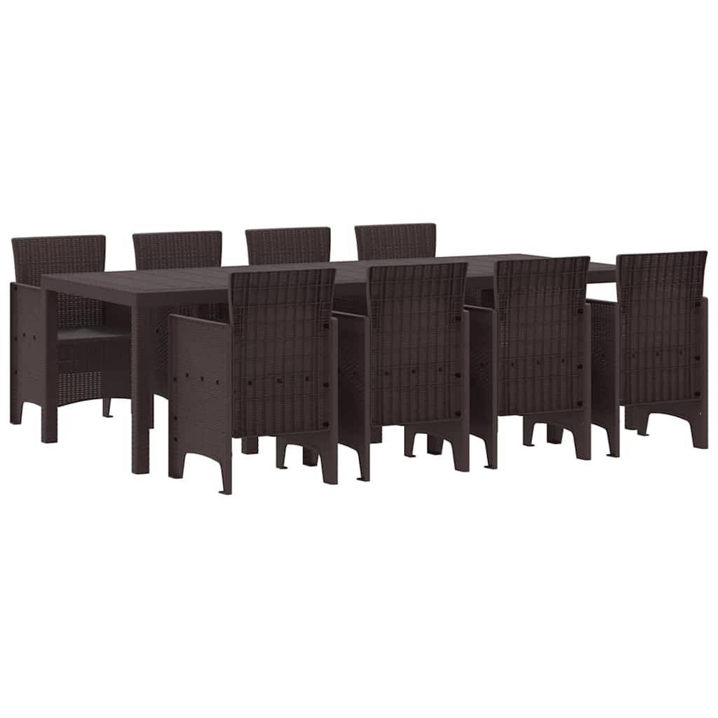 Set da Pranzo per Giardino 9 pcs Marrone Rattan Polt - homemem39