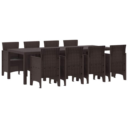 Set da Pranzo per Giardino 9 pcs Marrone Rattan Polt - homemem39