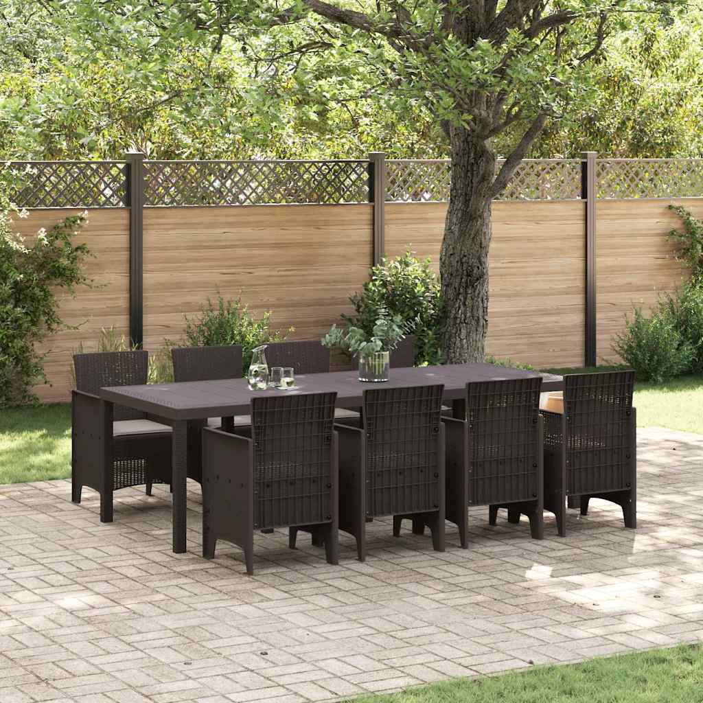 Set da Pranzo per Giardino 9 pcs Marrone Rattan Polt - homemem39