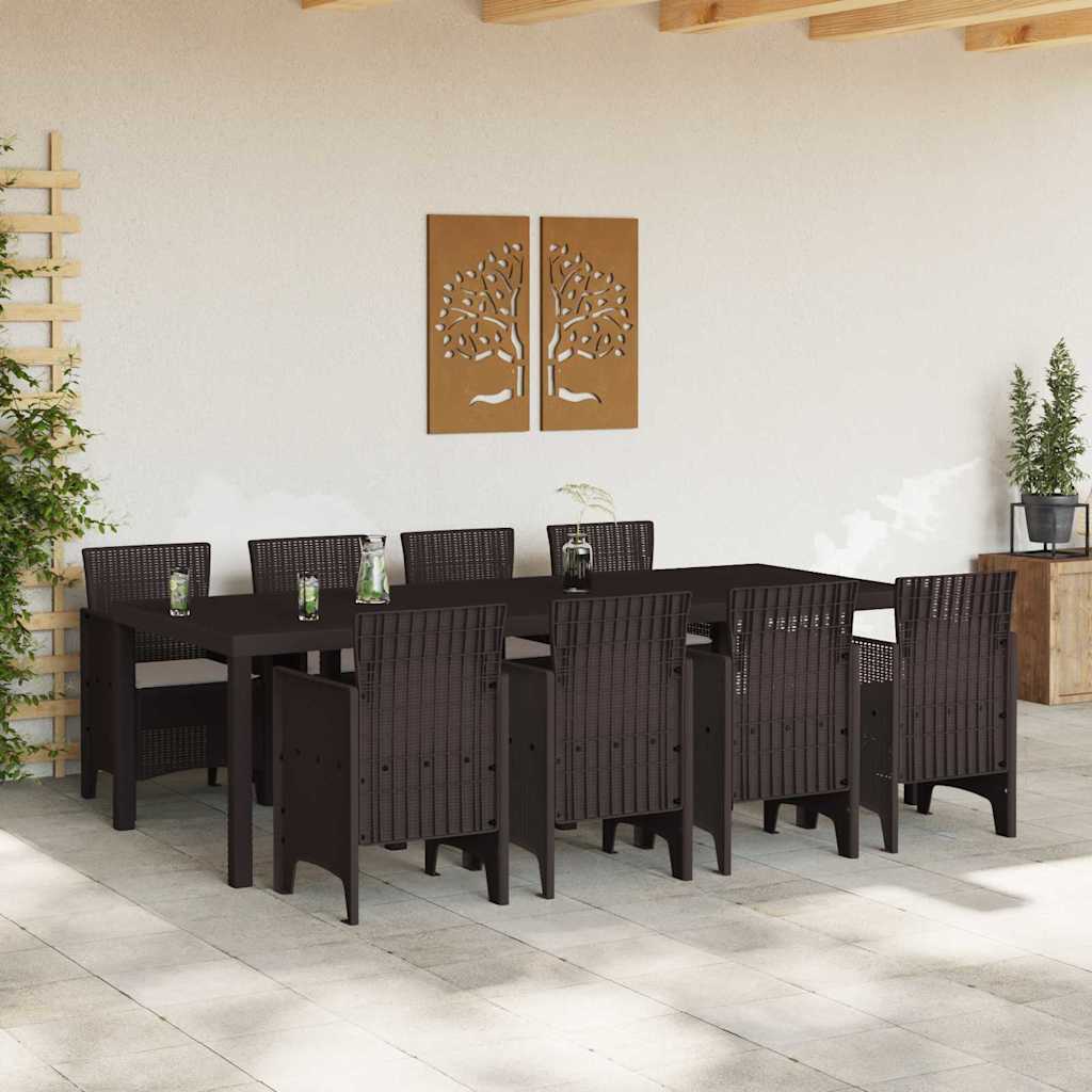Set da Pranzo per Giardino 9 pcs Marrone Rattan Polt - homemem39
