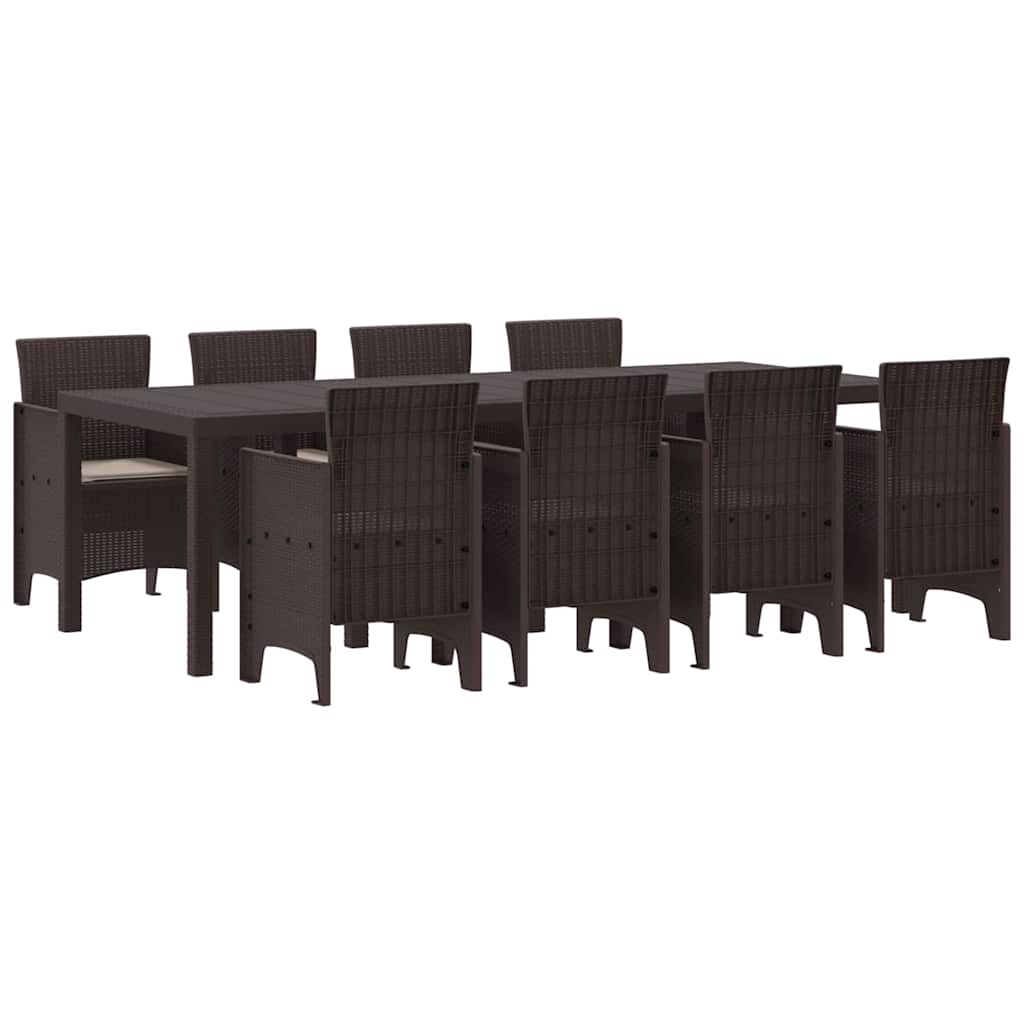 Set da Pranzo per Giardino 9 pcs Marrone Rattan Polt - homemem39