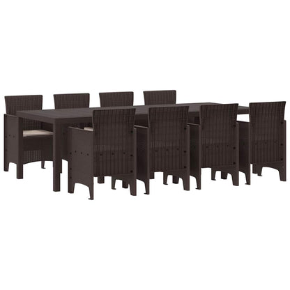 Set da Pranzo per Giardino 9 pcs Marrone Rattan Polt - homemem39