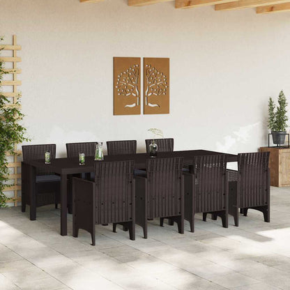 Set da Pranzo per Giardino 9 pcs Marrone Rattan Polt - homemem39