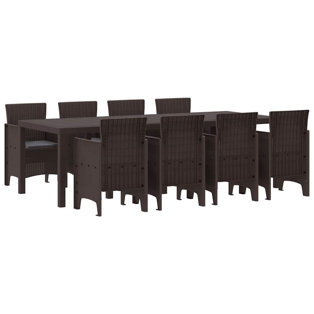 Set da Pranzo per Giardino 9 pcs Marrone Rattan Polt - homemem39