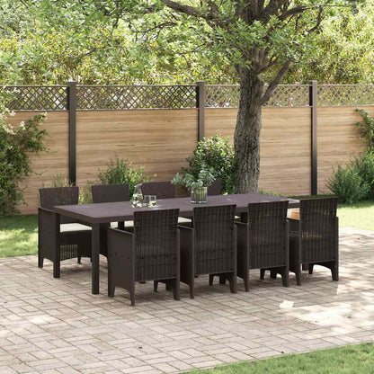 Set da Pranzo per Giardino 9 pcs Marrone Rattan Polt - homemem39