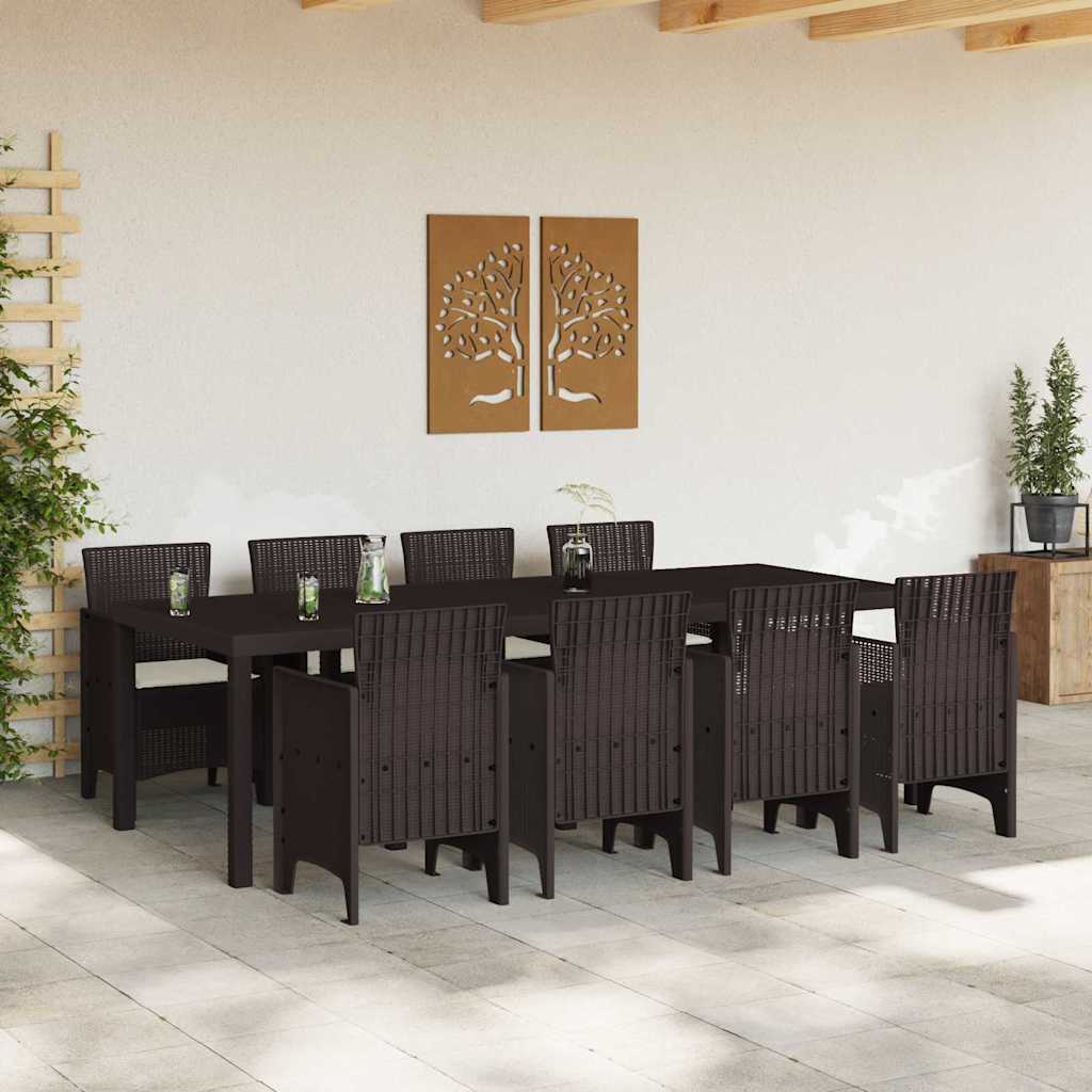 Set da Pranzo per Giardino 9 pcs Marrone Rattan Polt - homemem39