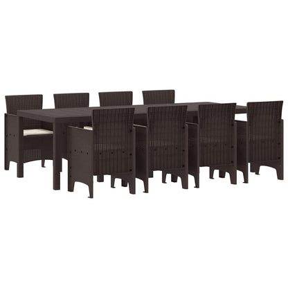 Set da Pranzo per Giardino 9 pcs Marrone Rattan Polt - homemem39