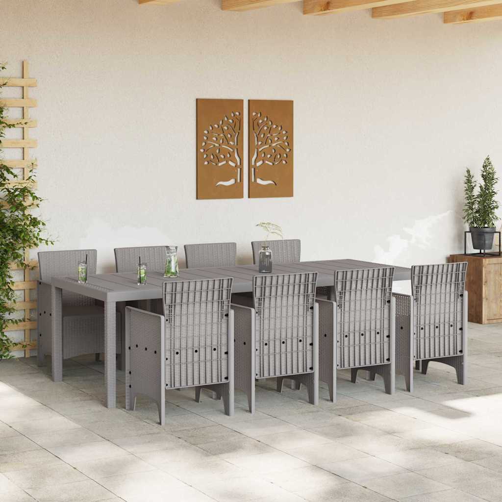 Set da Pranzo per Giardino 9 pcs Bianco Rattan Polt - homemem39