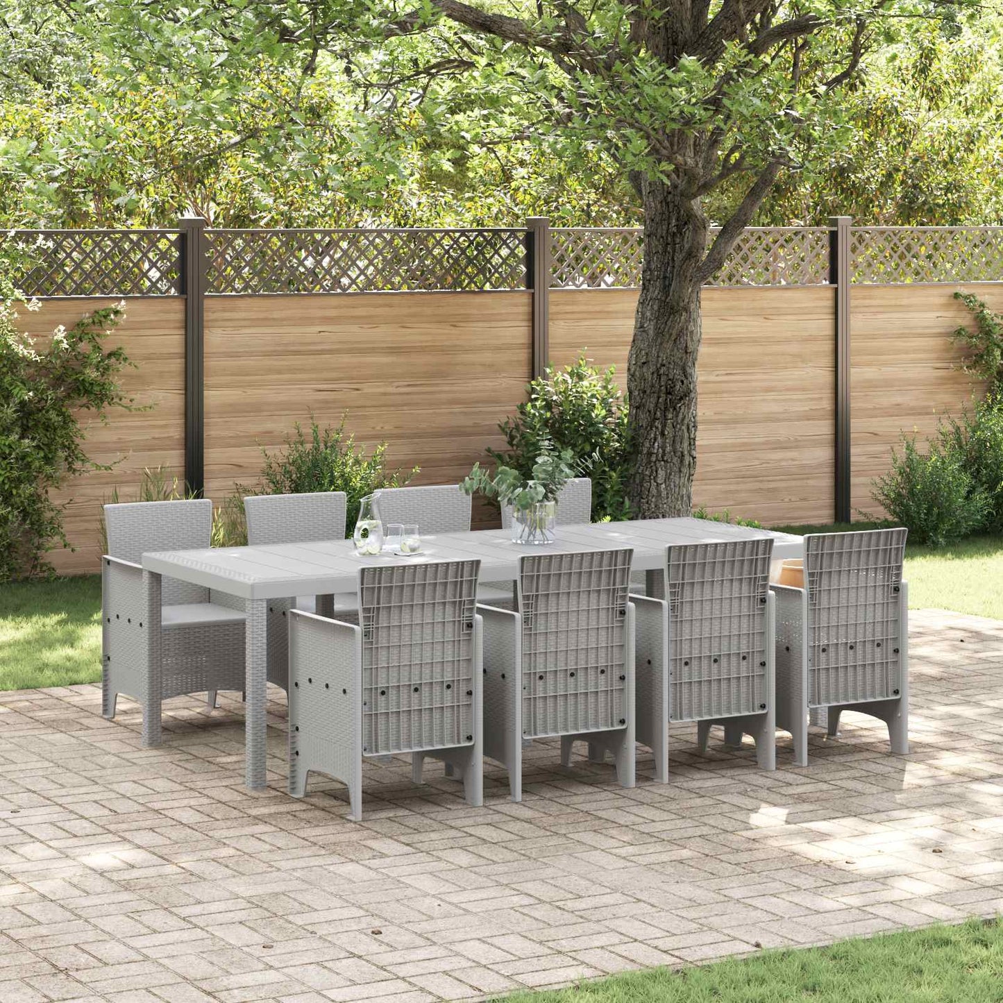 Set da Pranzo per Giardino 9 pz Bianco Polipropilene | homemem39