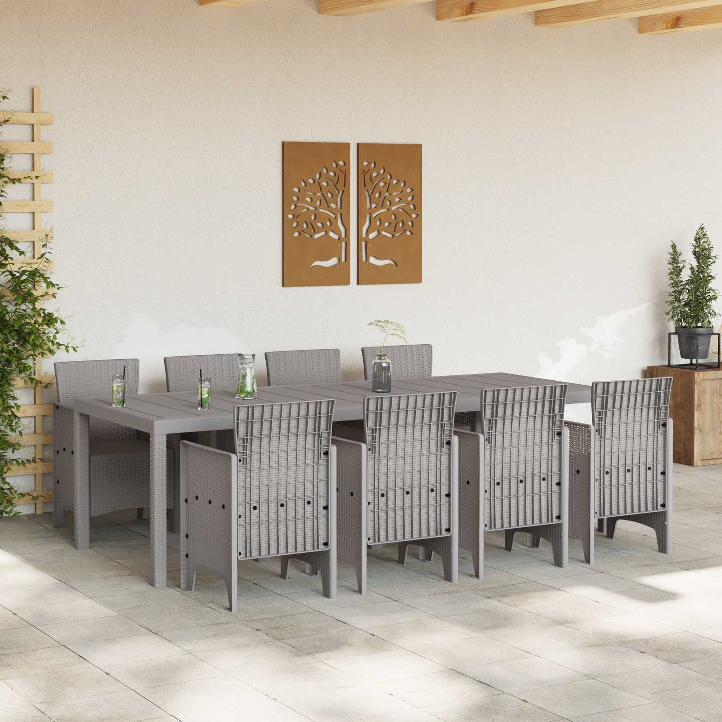Set da Pranzo per Giardino 9 pz Bianco Polipropilene | homemem39