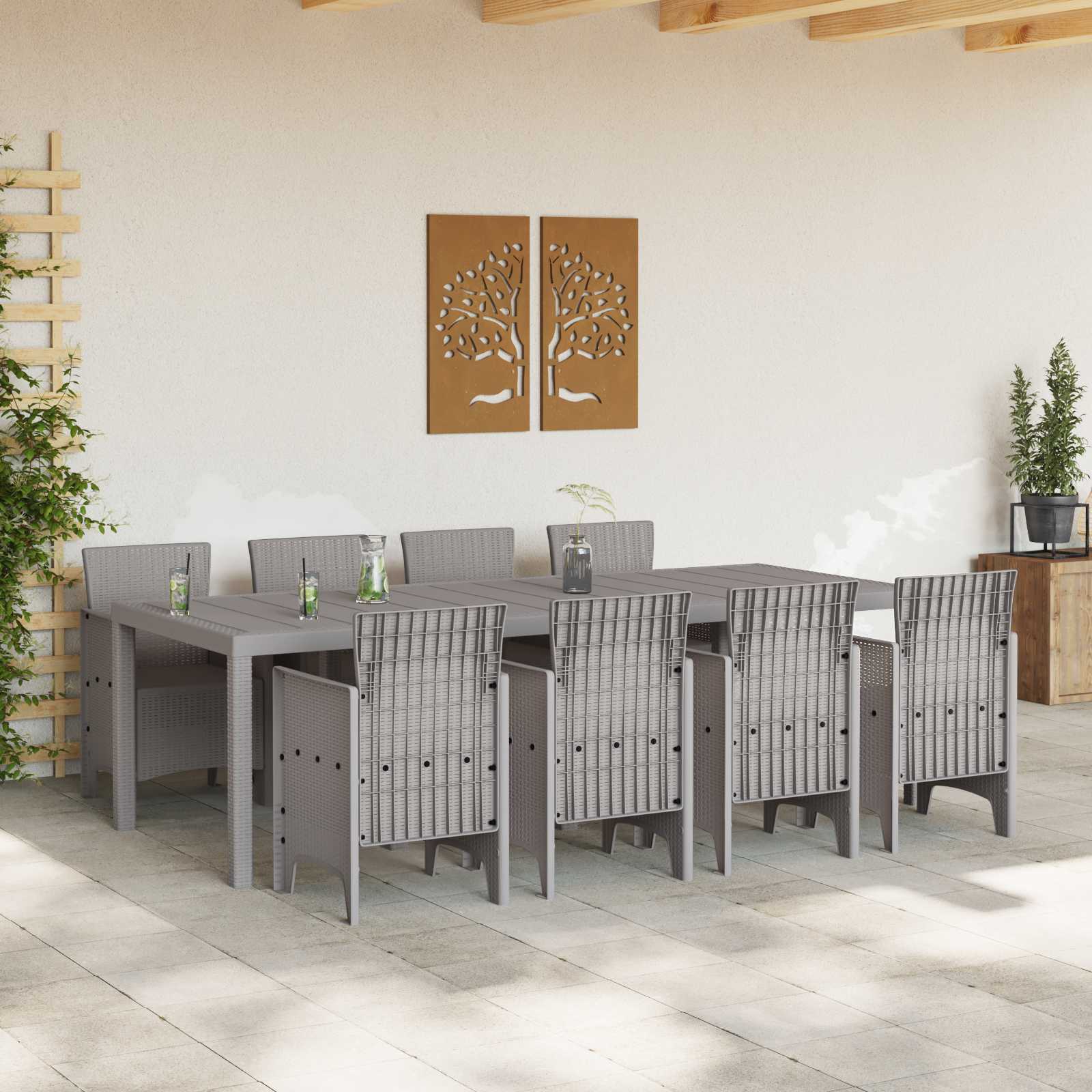 Set da Pranzo per Giardino 9 pz Bianco Polipropilene | homemem39