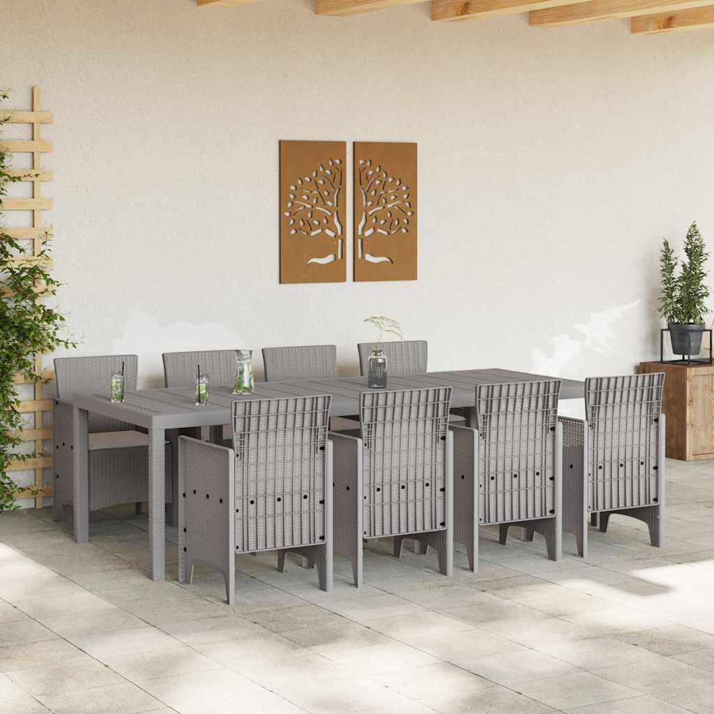 Set da Pranzo per Giardino 9 pcs Bianco Rattan Polt - homemem39